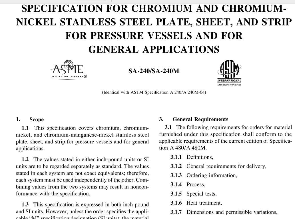 ASME SA240:2010 pdf free download
